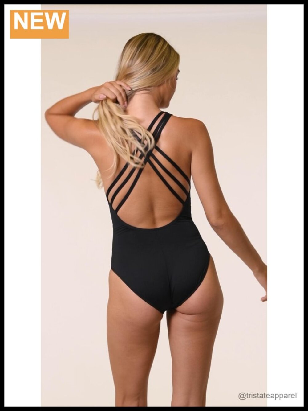 One Piece Swimsuit V-Plunge Cross Back Tummy Control - Picture 2 of 4